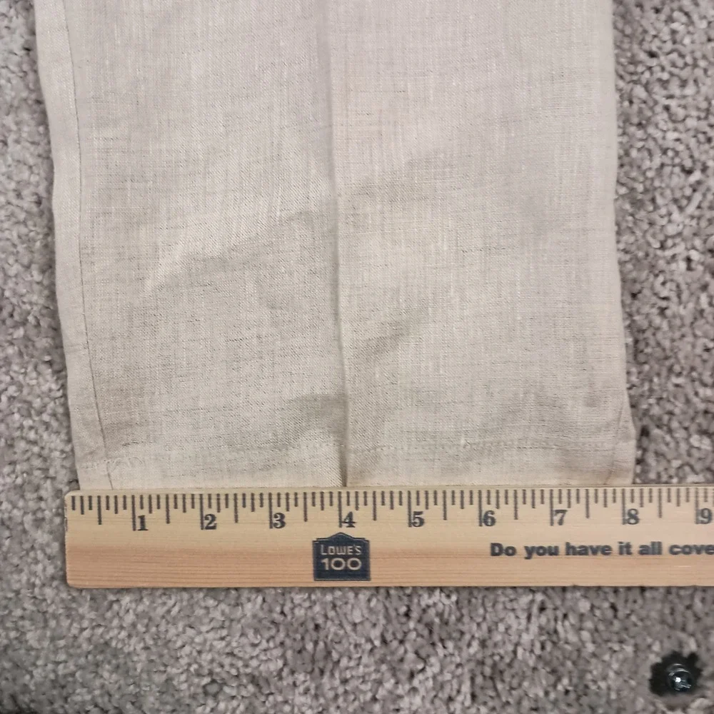 Tasso Elba Island Pants Mens 36x30 Beige Excellent 100% Linen Straight Leg Flat